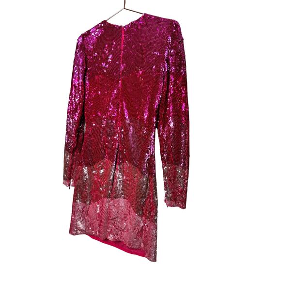 MAC DUGGAL 10029 Pink Ombre Sequin Long Sleeve Mini Dress Size Small NWT - Picture 7 of 16